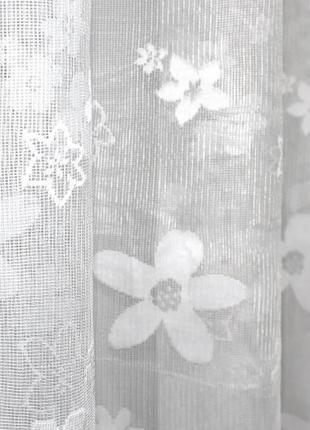 Тюль жакард, колекція "розалія" з квітковим принтом. колір білий6 фото