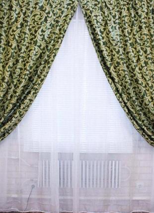 Двусторонняя ткань блэкаут. высота 2,8м. цвет зелёный с салатовым