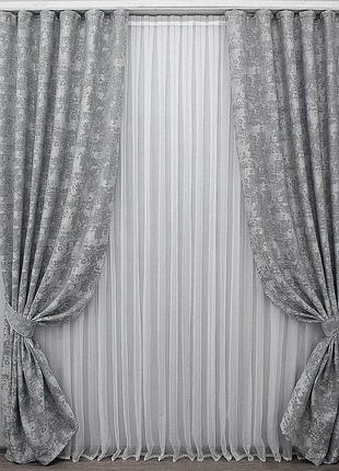 Шторна тканина жаккард, колекція "sultan хо" туреччина. колір графітовий