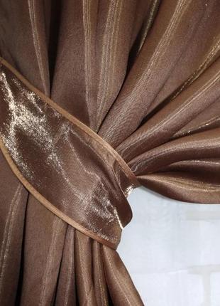 Атласні штори (2шт. 1,5х2,7м), колір коричневий4 фото