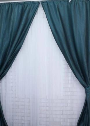 Щільна шторна тканина блекаут-софт "люкс". колір темно-бірюзовий5 фото