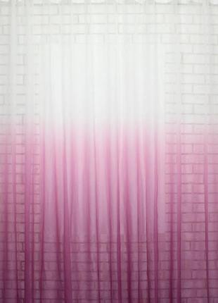 Комплект штор из батиста "омбре" цвет розовый с белым2 фото
