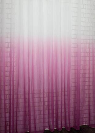 Комплект штор из батиста "омбре" цвет розовый с белым4 фото