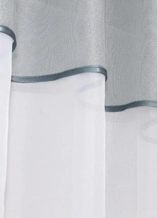 Кухонна тюль з аркою (290х170см) шифон та батист. колір білий з сірим5 фото