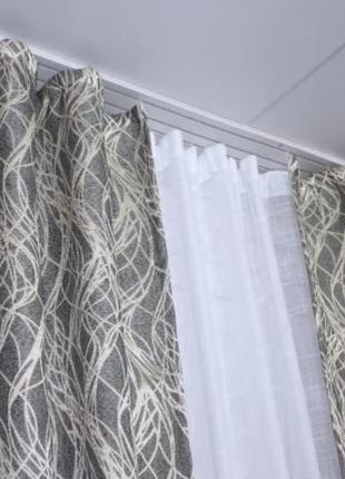 Тканина льон рогожка, колекція "корона марія". колір сірий з золотистим5 фото