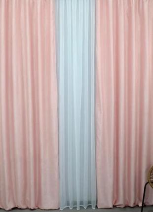 Комплект (2шт. 1х2,75м) готових жакардових штор. колір рожевий4 фото