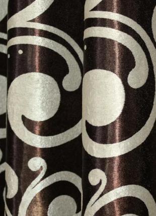 Штори (2шт. 1.5х2.7м) з тканини блекаут-софт. колір коричневий з бежевим8 фото