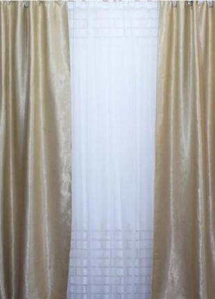 Тканина блекаут софт, з атласною основою. колір пісочний3 фото
