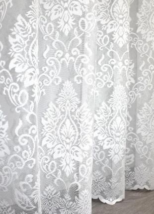 Тюль жакард, колекція "розалія" з принтом. колір білий3 фото