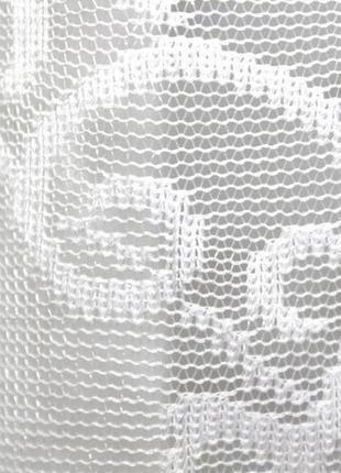 Тюль жакард, колекція "розалія" з принтом. колір білий4 фото