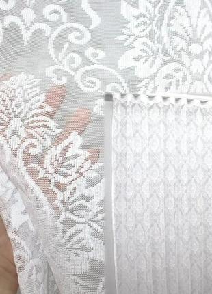 Тюль жакард, колекція "розалія" з принтом. колір білий
