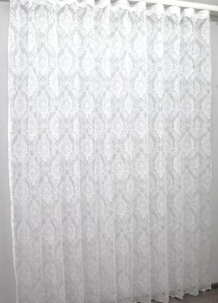 Тюль жакард, колекція "розалія" з принтом. колір білий2 фото