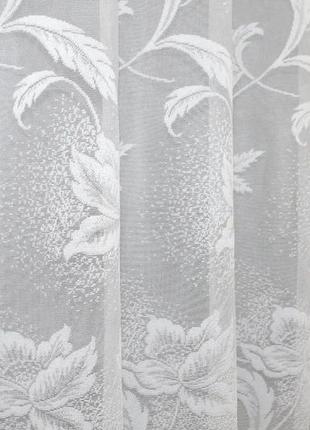 Тюль з тканини жакард "розалія" з принтом. колір білий5 фото