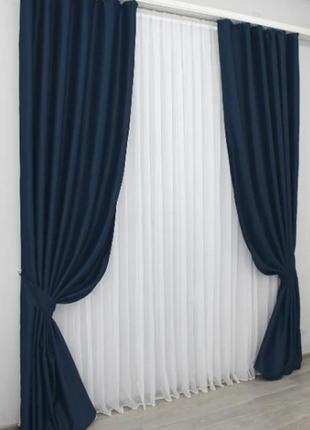 Шторна тканина блекаут, колекція "midnight". колір темно-синій3 фото