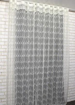 Тюль жакард, колекція "розалія" з галстуком. колір кремовий4 фото
