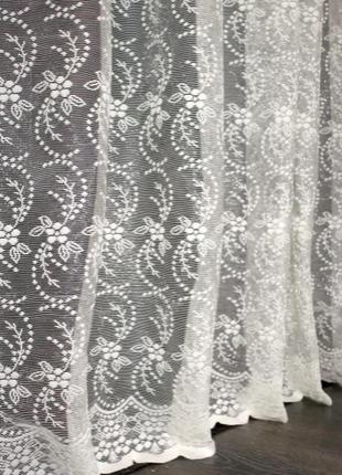 Тюль жакард, колекція "розалія" з галстуком. колір кремовий3 фото