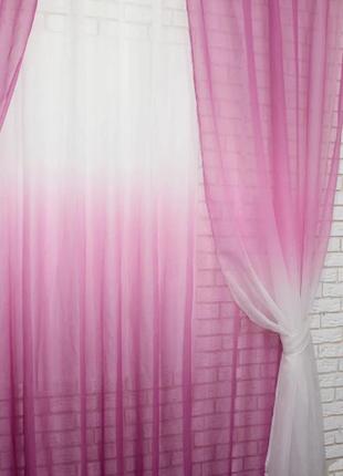 Тюль из батиста "омбре", цвет розовый2 фото