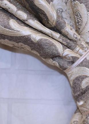 Ткань лен с узором, цвет серый с бежевым корона4 фото