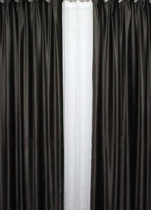 Комплект штор з тканини оксамит. колір венге7 фото