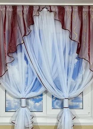 Кухонні фіранки. колір бордовий