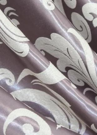 Штори (2шт. 1,5х2,75м) з тканини блекаут, колекція "лілія". колір ліловий з бежевим9 фото