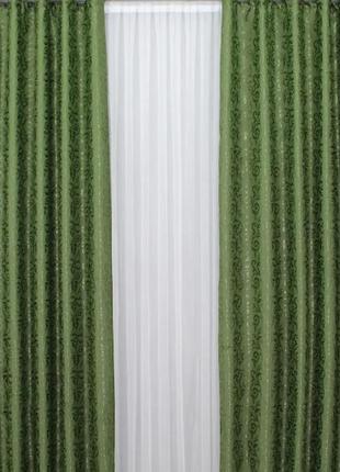Комплект штор в вітальню, спальню, дитячу (2шт. 1,5х2,7м) блекаут. колір зелений10 фото