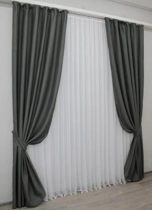 Тканина для штор блекаут, колекція "bruno xo". колір темно-сірий4 фото