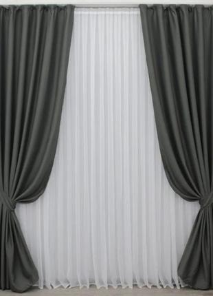Тканина для штор блекаут, колекція "bruno xo". колір темно-сірий2 фото