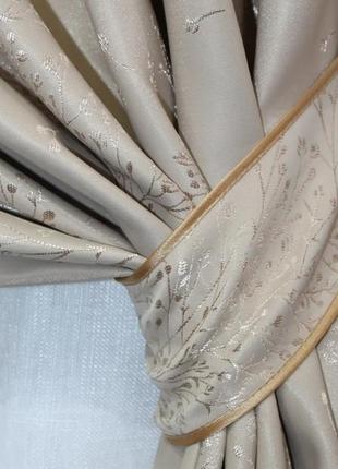 Шторна тканина блекаут, колекція "сакура". колір карамельний7 фото