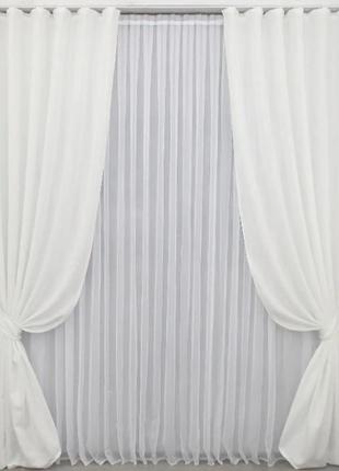 Шторна тканина льон, колекція "льон мішковина". колір білий2 фото