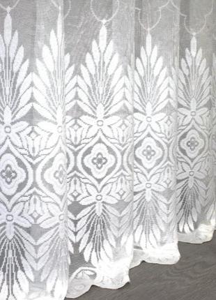 Тюль жакард "розалія" з візерунком. колір білий4 фото