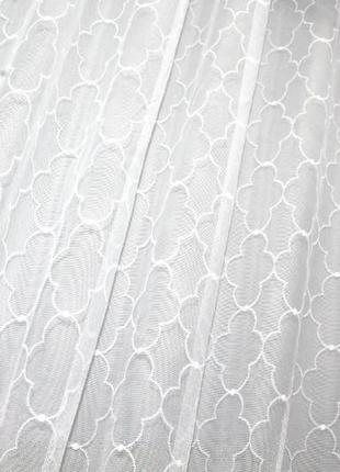 Тюль жакард "розалія" з візерунком. колір білий6 фото