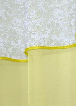 Фіранка на кухню, балкон (280х170см). колір жовтий з білим3 фото