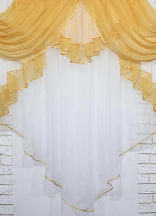 Кухонные шторки на карниз шириной 2м, цвет янтарный