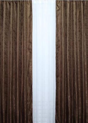 Штори жаккард (2шт. 1,5х2,5м) колекція "мармур al1". колір коричневий6 фото