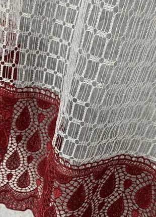 Арка сітка на кухні, балкон. з макраме. колір бордовий