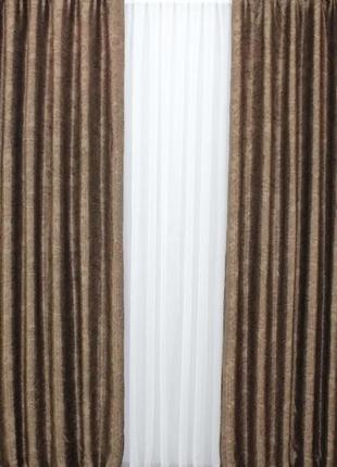 Шторна тканина блекаут-софт "дамаск". колір коричневий3 фото