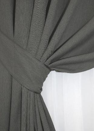 Комплект готових штор (2шт. 1,5х2,9м) із тканини "avrora". колір сірий3 фото