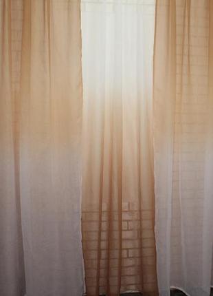 Комплект штор з батисту "омбре" колір коричневий з білим5 фото