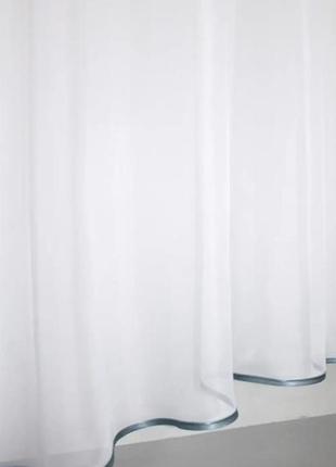 Гарні шторки на кухню з ламбрекеном (270х170см) шифон та льон. колір білий з сірим2 фото
