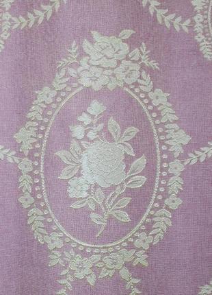 Тканина льон, колекція "корона". колір рожевий з бежевим візерунком5 фото