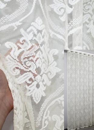 Тюль жакард, колекція "розалія" з вишуканим візерунком. колір кремовий