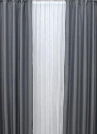 Комплект (2шт. 1,5х2,7м.) штор із тканини блекаут "bagema rvs". колір графітовий6 фото