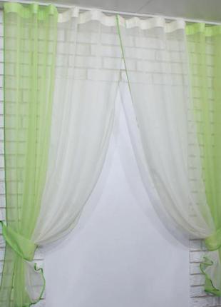 Кухонні штори (2.80х1.70 м). колір салатовий з бежевим