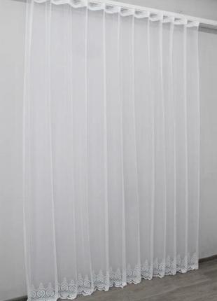 Тюль грек сітка з вишивкою. колір кремовий2 фото
