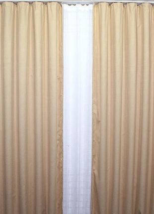 Комплект (2 шт. 1,5х2,6м) штор із тканини мікровелюр petek. колір бежевий8 фото