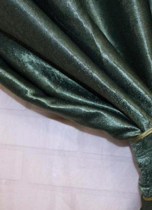 Комплект готових штор з тканини блекаут -софт "люкс". колір зелений2 фото
