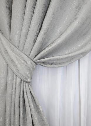 Стильний комплект штор з тканини льон  (2шт. 1,5х2,7м), колекція "pavliani". колір сірий2 фото
