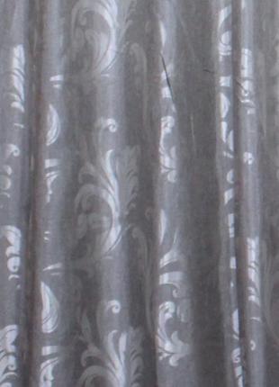 Дві готові штори з жакарду "лілія", колір сірий (1*2,7)2 фото
