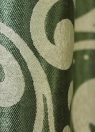 Штори (2шт. 1.5х2.7м) з тканини блекаут-софт. колір зелений з оливковим7 фото